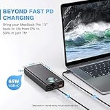 Baseus Portable Charger, 65W 30000mAh High Capacity Laptop Power Bank, Digital Display, PD3.0, 7-Port Battery Pack for MacBook, iPad, iPhone 16/15/14 Series, Samsung, Steam Deck, ROG Ally (Black)