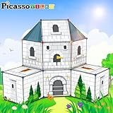 PicassoTiles Fort Building Kit 376 Pieces Kids STEM Educational Learning Construction Play Toy Indoor and Outdoor DIY Build Forts Castles Tents Playhouse with Cloth Cover Print Boy Girl Ages 5+ PTC126