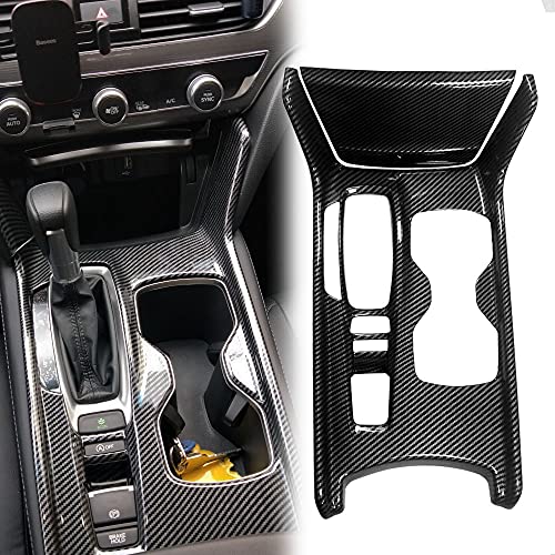 LEXLEY 2Pcs Carbon Fiber Style Gear Shift Frame Console Panel Trims Cover Cup Holder Decor Decal Compatible with Honda Accord 2018 2019 2020 2021 2022,Not Fit Hybrid (With gear lever)