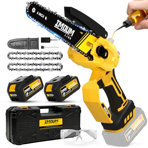 Mini Chainsaw Cordless 6 Inch, 32FT/S Fast Powerful Cutting, Brushless Electric Handheld Chain Saw with 3.0Ah Battery Powered, Auto Oiler, Lightweight, Sharp for Tree Trimming Pruning(Upgrade Version)