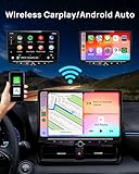 Double Din Car Stereo Wireless Apple CarPlay Android Auto 10 Inch Radio, Android 12 Detachable QLED Floating Car Play Touchscreen with YouTube Netflix Tiktok Bluetooth Navigation, 240W, 32GB, SWC