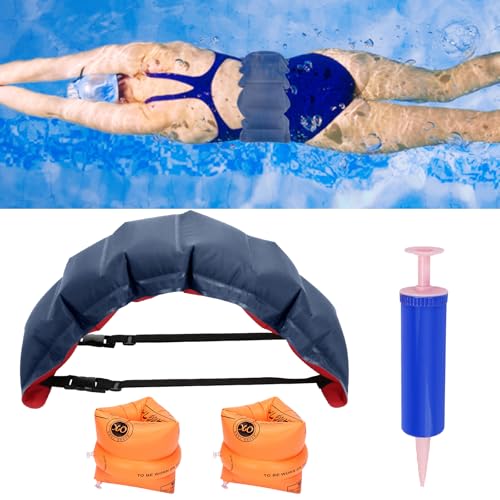 1PCS Swim Belt,2PCS Arm Floaties, Inflatable Swimming Waist, Portable Flotation Arm & Waist Belt for Water Aerobics Women for Adults Kids Children with Inflatable Pump Swimming Beginner