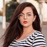 HJSTES Round Blue Light Glasses for Women Men Retro Circle Clear Lens Metal Frame Eyeglasses (Gold)