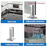 Muzata 1Pack Brushed Glass Railing Spigot Clamp Rectangle Stainless Steel Polish Bracket for Glass Thickness 5/16''-7/16''(8mm-12mm) Heavy Duty Pool Deck Fence Railing Post Garden Balcony GS10 SO4