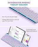 seenda Bluetooth Keyboard and Mouse for iPad, Multi-Device Bluetooth + 2.4G Wireless Keyboard Mouse with Tablet Holder for MacBook/Windows Computer, iOS/Andriod Tablet Phone, Blue & Purple