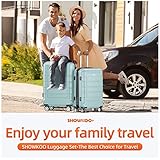 SHOWKOO Luggage Sets Expandable PC+ABS Durable Suitcase Double Wheels TSA Lock Mint Green