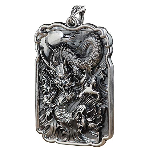 Vintage Solid 990 Sterling Silver Chinese Zodiac Dragon Pendant Asian Dragon Pendant Oriental Jewelry for Men