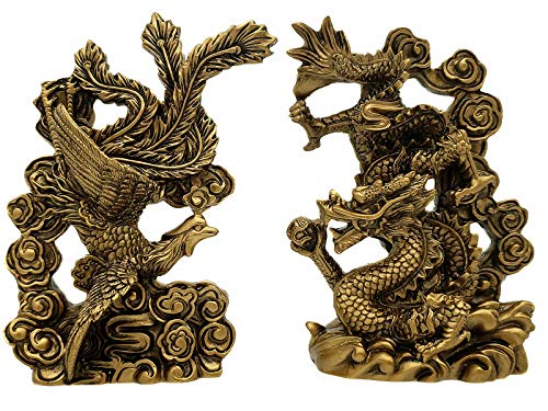 Betterdecor Feng Shui Chinese Dragon and Phoenix Statue Fgurine Decoration for Family Harmony,Love,Marriage Prosperity and Protection