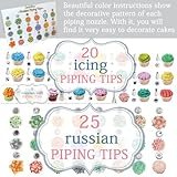 Russian Piping Tips for Cake Decorating, 88Pcs Extra Large Flower Piping Tips Set Floral Icing Nozzles, Cupcake Decorating Kit with Steel Frosting Tips Pastry Tips Baking Decorating Supplies and Tools