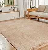 YOBATH 5x7 Shag Area Rugs for Bedroom Living Room, Soft Fluffy Fuzzy Shaggy Bedsides Rug, Indoor Floor Carpet for Kids Girls and Boys, Nursery Rooms, Home Decor, Beige