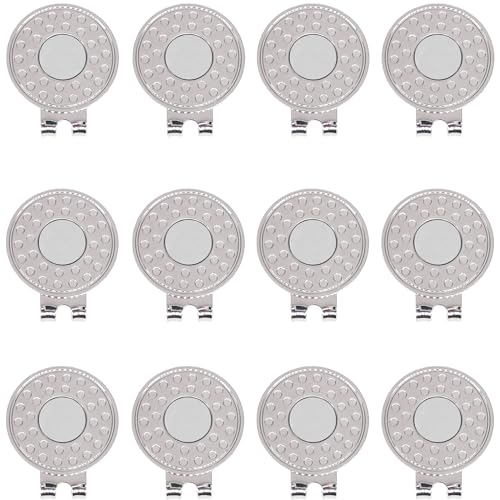 ONEDIGI 12PCS Golf Hat Clips Magnetic Golf Ball Marker Holders for Golf Hats Caps Gloves Nickel-Plated Alloy Clips for Metal Golf Ball Markers Professional Golf Training Aids Accessories (Silver)