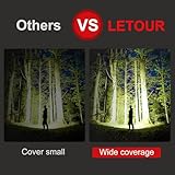 LETOUR 2 Pack Led Keychain Flashlight,2000 lumens Rechargeable Cob Waterproof Portable Led Work Light，5 Light Modes Pocket Light with Battery Display