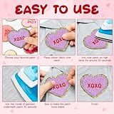 10Pcs Valentine's Day Iron on Patches, Conversation Hearts Chenille Iron on Knee Patches Colorful Candy Heart Embroidered Patches Applique DIY Accessory for Backpack Clothes Dress Pants Hats Jeans