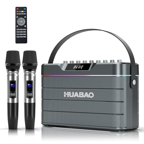 Karaoke Machine - 100W Bluetooth Speaker with Super Bass, 2 Wireless Microphones, Portable PA System with LED Lights, TWS Pairing, Bass/Treble/Echo Adjustment, Professional Loudspeaker
