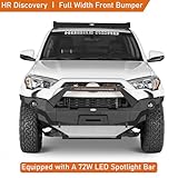 Hooke Road Discovery Front Bumper for 2014-2024 Toyota 4Runner 5th Gen, Full Width Off-Road Bumper with Winch Plate, Skid Plate & D-Ring Mounts