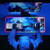 Gerlos RGB Large Gaming Mouse Pad, Extended Soft LED Mouse Pad, Non-Slip Rubber Base, Water Resist Keyboard Pad, Computer Mousepad 31.5×11.8 inches