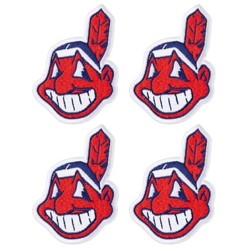 4 Pcs Embroidered Iron Sew On Patches for Clothing, Indians Patch Cleveland Fallout, DIY Craft for Jacket Backpack Jeans Shirt Sport Hook Fastener Backing Decal Gift 3.0 x 2.3 inches 06