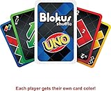 Mattel Games Blokus Shuffle UNO Edition Strategy Board Game, Family Game with Colorful Pieces and UNO-Themed Action Cards