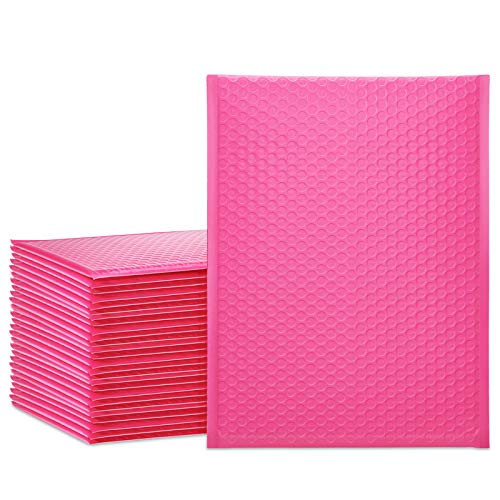 UCGOU Bubble Mailers 10.5x16 Inch Hot Pink 25 Pack Poly Padded Envelopes Large #5 Mailing Packages Opaque Packaging Postal Self Seal Adhesive Waterproof Boutique Shipping Bags for Clothes