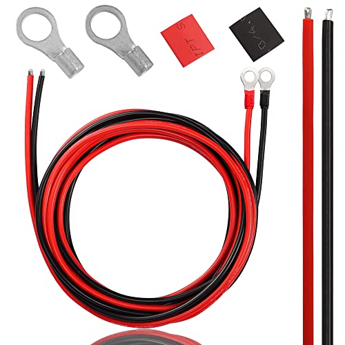 Solar Battery Cables 10 Gauge Power Inverter Cables with 3/8" Ring Terminals 10AWG Wire Tinned Copper Tray Extension Cable for Solar,RV,Auto Car,Boat (3M)
