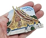 WitnyStore Tiny Wat Xieng Thong Temple of The Golden City in Luang Prabang, Laos Southeast Asia Tourist Attractions Resin Refrigerator Magnet Traveler Souvenir 3D Fridge Magnets