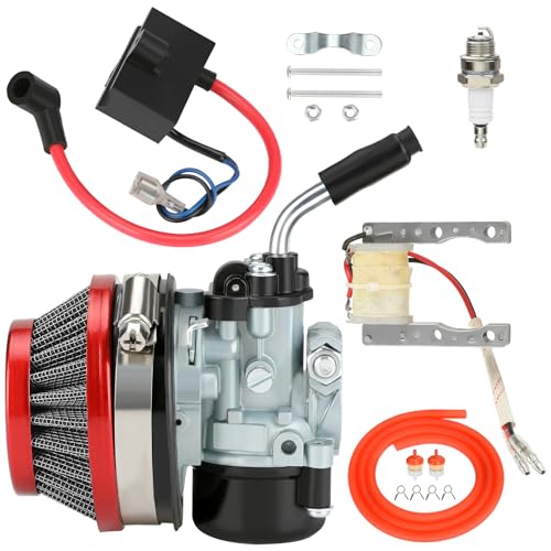 CILOYU Motorized Bike Carburetor with CDI Ignition Coil Magneto Coil Kit Replacement for 80cc 100cc 49cc 50cc 66cc 2 Stroke Engine Motorized Bicycle Gas Motor Parts
