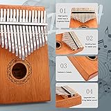 Kalimba Thumb Piano,YUNDIE Portable 17 Keys Mbira Finger Piano with Tune Hammer and Study Instruction,Musical Instruments Birthday Gift for Kid Adult Beginners Professional(Brown)