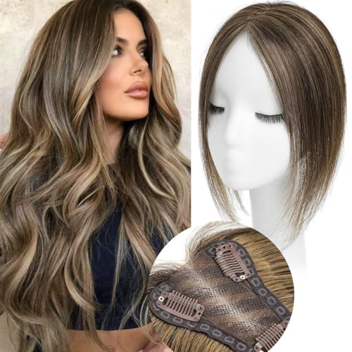 Aimeolyn Hair Toppers for Women Real Human Hair,12inch Hairs Topper for Women No Bangs Top Hairs Extensions/Pieces Upgrade Lace Base