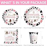 Xigejob Western Cowgirl Baby Shower Decorations Party Tableware - Little Cowgirl Baby Girl Table Decorations, Plate, Cup, Napkin, Cutlery, Tablecloth, Wild West Rodeo Baby Shower Supplies | Serve 24