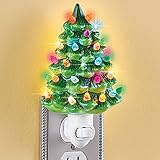 Collections Etc Ceramic Christmas Tree Night Light - 6"H, Nostalgic, Decorative Bathroom Decoration, Green