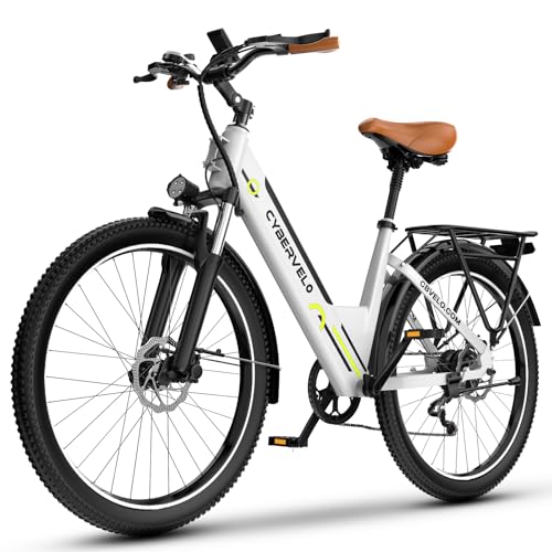 26“ Electric Bike for Adult,1000W Peak, up 80 Miles Removable Battery Ebike,Adult Electric Bicycles for All Terrain,Men Women E Bike for Commute, 7-Speed, White