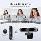 DEPSTECH 4K Webcam, Ultra HD 1/2.55'' Sony Sensor, 3X Digital Zoom, Dual Noise-Canceling Microphones, Remote Control, Auto Focus, Streaming Webcam for PC, Mac, Laptop, Video Call, Zoom, Skype, Teams