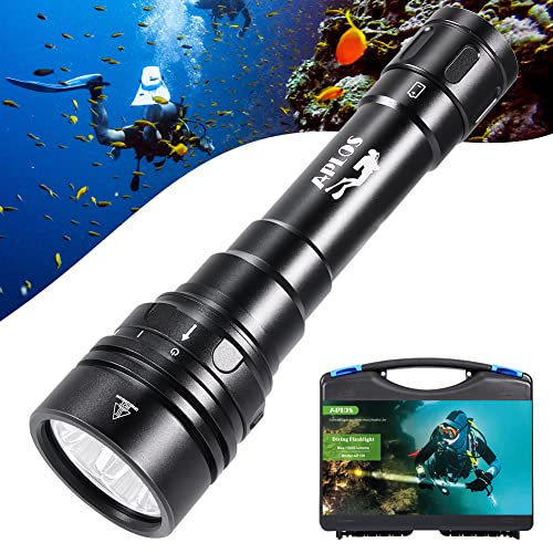 APLOS AP150 Dive Light, 15000 Lumen, Underwater 492ft, Scuba Diving Flashlight with Rechargeable Batteries and Charger