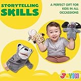 JOYIN 6Pcs Kids Hand Puppet Set with Working Mouth, Toddler Animal Plush Toy Includes Elephant, Giraffe, Lion, Bear, Raccoon and Monkey for Show Theater, Birthday Gifts