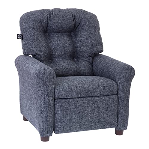The Crew Furniture Traditional Kids Recliner, Toddler Ages 1-5 Years, Home Décor Polyester Linen, Gray