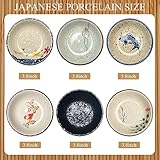 Tioncy Set of 12 Japanese Retro Style Tableware Soy Sauce Dish Set 6 Pcs Asian Soup Spoons 6 Pcs Ramen Appetizer Plates 3.8 Inch Japanese Rice Spoon for Sushi Sauce Snack