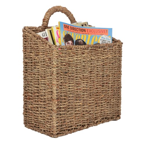 MyGift 12.5 Inch Rustic Woven Wall Hanging Storage Basket, Large Decorative Baskets, Magazine and Mail Organizer Basket