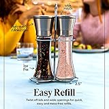 Willow & Everett Salt & Pepper Grinder Set - Stainless Steel Manual Mills, Peppercorns & Rock Salt Sold Separately, Refillable Adjustable Coarseness