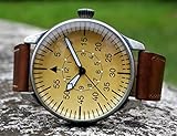 Mil-Tec Luftwaffe Me109 Aviator Vintage German WW2 Flieger Pilot Mens Watch - Military Easy to Read Calfskin Brown Leather Strap 3Atm Analog Quartz