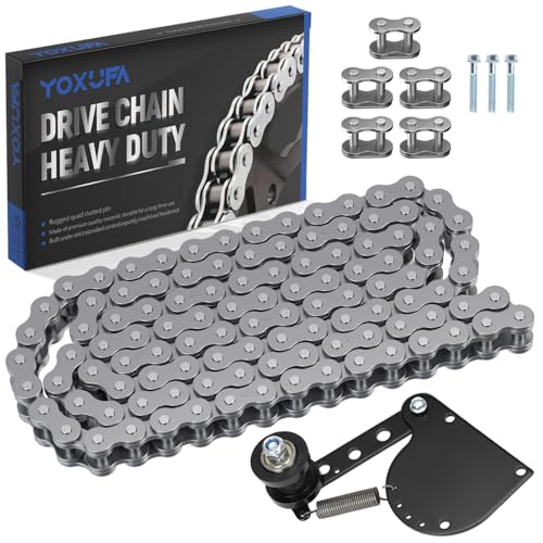YOXUFA 415H Chain 110L Links with Motorized Bike Chian Tensioner Adjuster Assembly for 2 Stroke Motorized Bicycle 100cc 80cc 49cc 50cc 66cc Zeda BT80 YD100 Gas Motor Powersports Heavy Duty Parts
