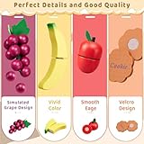 Wooden Play Food Sets for Kids Kitchen Accessories, Pretend Toy Food Velcro Fruit and Veggies Cutting Food Toy Set, Play Food Montessori Toys for 3 4 5 6 7 8 Boys and Girls Gift