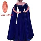 Floral Off The Shoulder Goddess Long Sleeves Cape Prom Evening Dress Black US 16