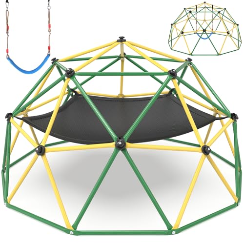 Amictoy Climbing Dome, 10FT Climber with Hammock & Swing, Jungle Gym Playground Backyard for Kids, 2024 Upgraded Model Indoor Outdoor Toddler Play Equipment, Easy Assembly, Safety Certified