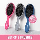 Conair Detangling Hair Brush 3PK - For wet and dry hair - Ideal for all hair types - curly hair brush - hair brushes for women - detangler brush - hair brushes for women - Blue, Pink, Gray Assorted