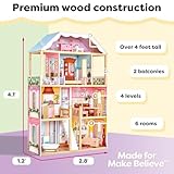 KidKraft Charlotte Classic Wooden Dollhouse with 14-Piece Accessory Set, for 12-Inch Dolls