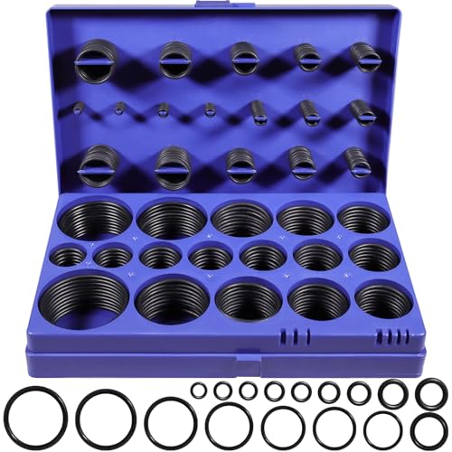 XBVV 407 Pcs Universal SAE O Ring Assortment Kit，32 Inch Sizes Standard Nitrile Rubber O'ring Set for Automotive Hydraulic Faucet Professional Plumbing Pressure Washer Air or Gas Sealing Repair