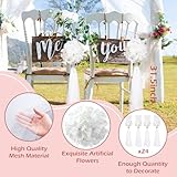 WGXX 24 Set Large Wedding Hydrangea Flowers with Long Tulle Tails, 31.5inch Church Chair Aisle Wedding Pew Decoration for Bridal Shower Reception Birthday Anniversary