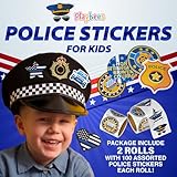 Playbees Police Stickers for Kids - 200 Pack of Law Enforcement Themed Designs - Kids' Educational Arts and Crafts, Back to School, Teacher Awards, Classroom Prizes, Learning to Drive Encouragement