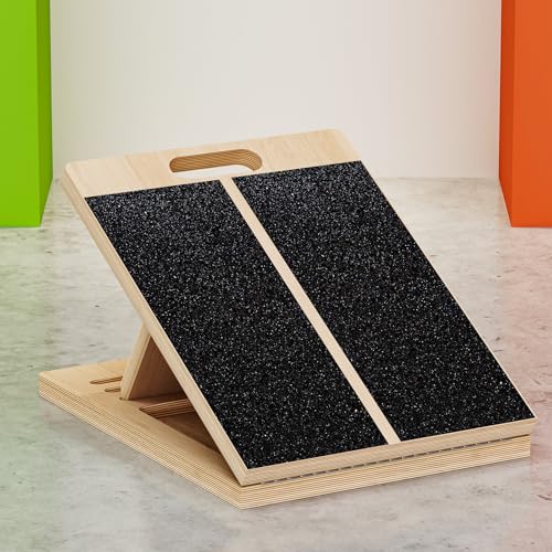 TEMI Slant Board for Calf-Stretching - Wooden Incline Wedge Stretcher for Squats, Foot & Ankle Mobility, Portable Fitness Equipment, Balance Block for Heel Stretch, Knees Over Toes Training