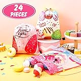 24 Pcs Drawstring Party Favors Bags Ice Cream Party Favor Bags Kids Birthday Party Favor Bags Drawstring Backpack Gift Bags Candy Goodies Treat Gift Bags for Girls Boys Birthday Party with Drawstring